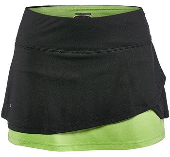 Bolle Ladies Tennis - Women's Twist of Lime Overlay Tennis Skirt (Black) - mytennisstore.com