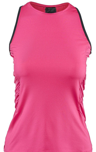 Lucky in Love High Neck Rouched Tank - mytennisstore.com