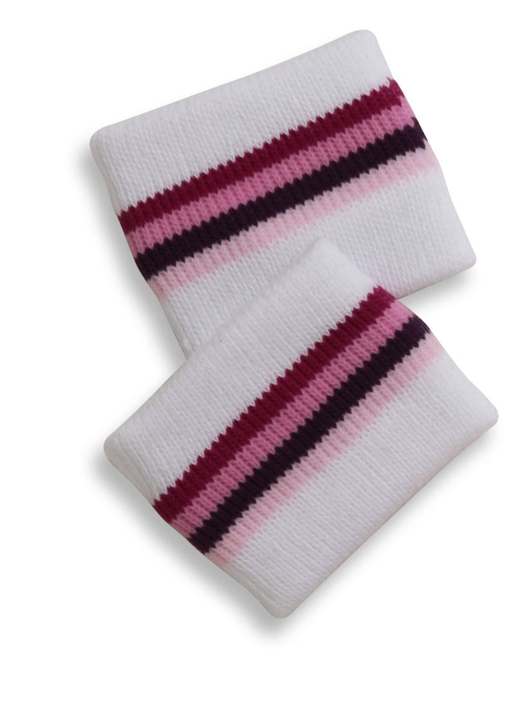 Mary Martin Designs ~ Tennis Wristband in White w/pink Multi Stripe